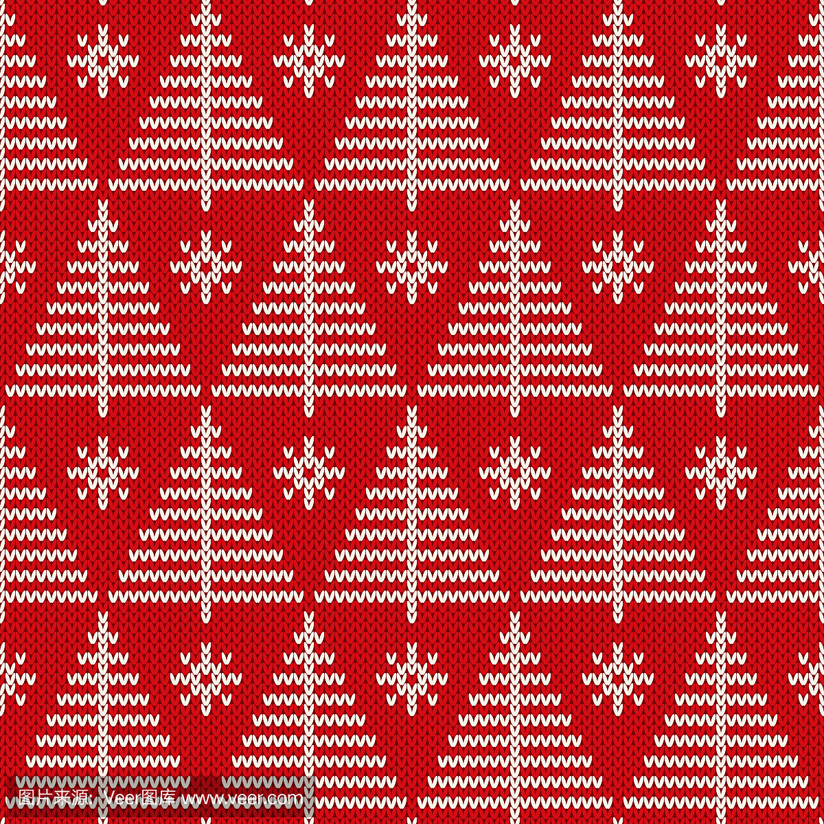 一棵圣诞树冬季无缝针织图案。针织毛衣设计